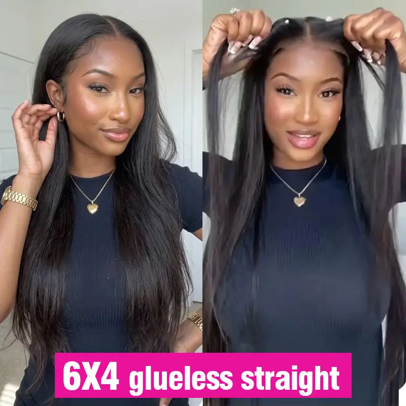 Bling Hair Glueless Wig 9X6 7X5 6X4 Real Human Hair Wigs 150% Density Bone Straight Wig HD Transparent Pre Cut Lace Closure Wig Easy to Go No Glue Need Natural Color Backtoschool