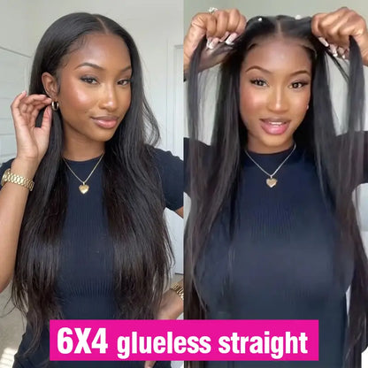 Bling Hair Glueless Wig 9X6 7X5 6X4 Real Human Hair Wigs 150% Density Bone Straight Wig HD Transparent Pre Cut Lace Closure Wig Easy to Go No Glue Need Natural Color Backtoschool