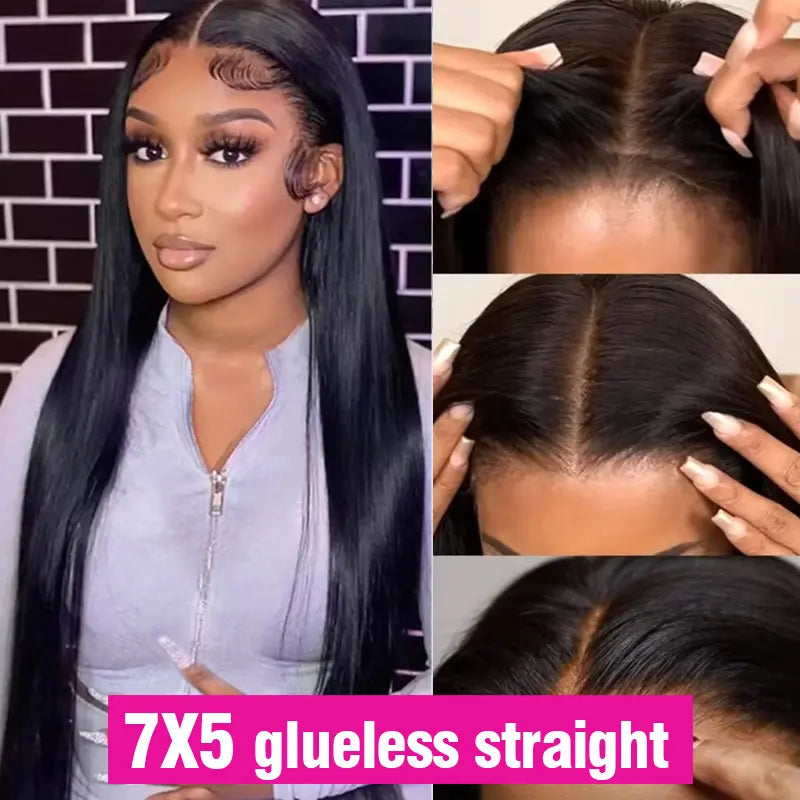 Bling Hair Glueless Wig 9X6 7X5 6X4 Real Human Hair Wigs 150% Density Bone Straight Wig HD Transparent Pre Cut Lace Closure Wig Easy to Go No Glue Need Natural Color Backtoschool