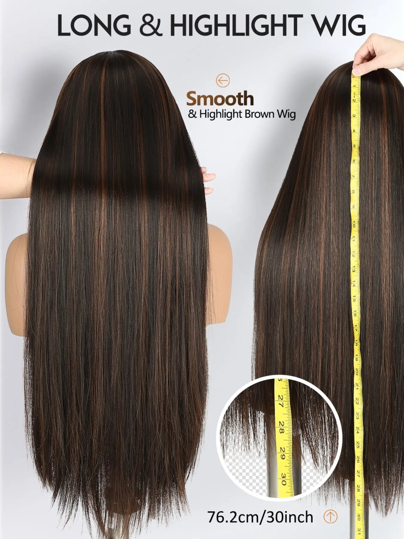 Long Straight Headband Wigs for Women, 30 Inch, Glueless Synthetic Hair, Daily Party Use, All Seasons, No Glue Wig