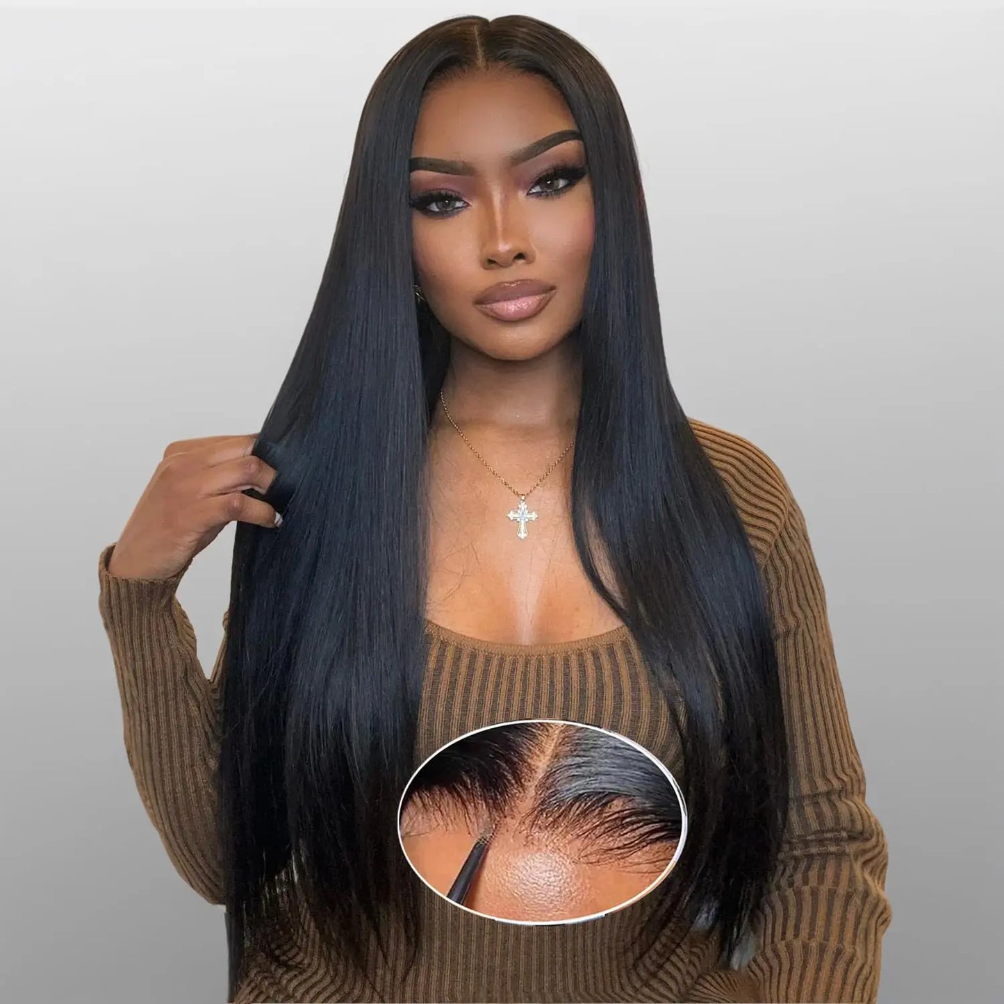 Bling Hair Glueless Wig 9X6 7X5 6X4 Real Human Hair Wigs 150% Density Bone Straight Wig HD Transparent Pre Cut Lace Closure Wig Easy to Go No Glue Need Natural Color Backtoschool