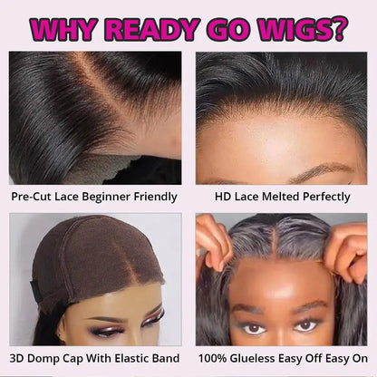 Bling Hair Glueless Wig 9X6 7X5 6X4 Real Human Hair Wigs 150% Density Bone Straight Wig HD Transparent Pre Cut Lace Closure Wig Easy to Go No Glue Need Natural Color Backtoschool