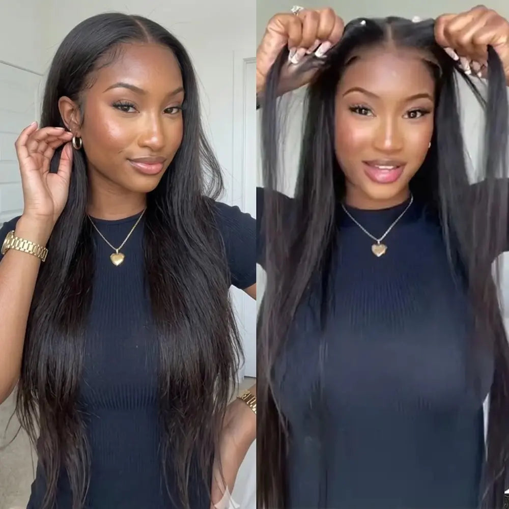Bling Hair Glueless Wig 9X6 7X5 6X4 Real Human Hair Wigs 150% Density Bone Straight Wig HD Transparent Pre Cut Lace Closure Wig Easy to Go No Glue Need Natural Color Backtoschool